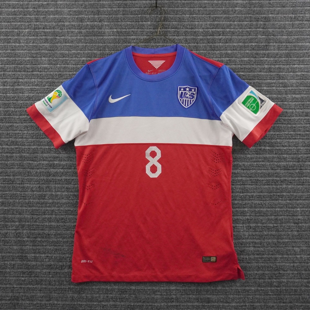 Nike USMNT Soccer Jersey Mens Large Red Dempsey 8 2014 World Cup Away